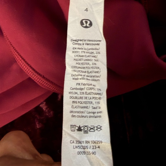 Lululemon Wunder Train High-Rise 25" leggings Deep Luxe Burgundy Women’s Size 4 - Picture 5 of 7